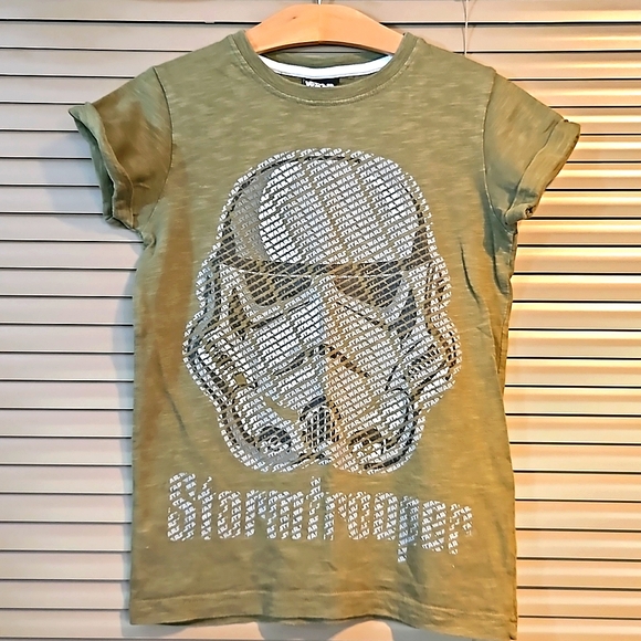 6yrs STARWARS stormtrooper t-shirt khaki green genuine merch good used condition - Picture 2 of 9